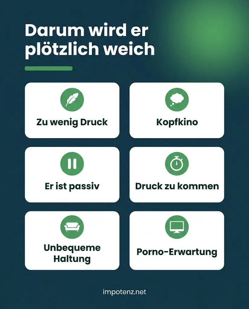 Infografik sechs Gründe, warum die Erektion beim Oralsex nachlässt