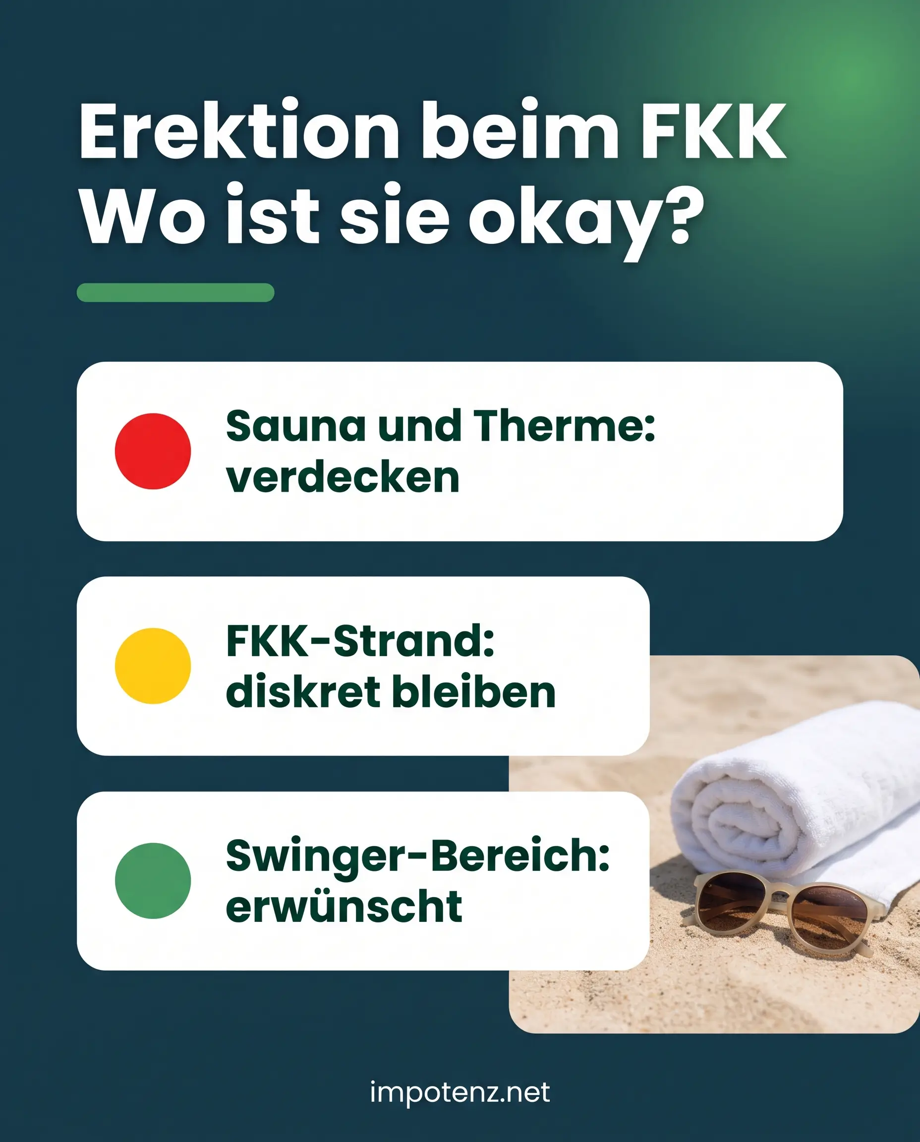 Infografik Erektion beim FKK: Ampel für Sauna, FKK-Strand und Swingerbereich