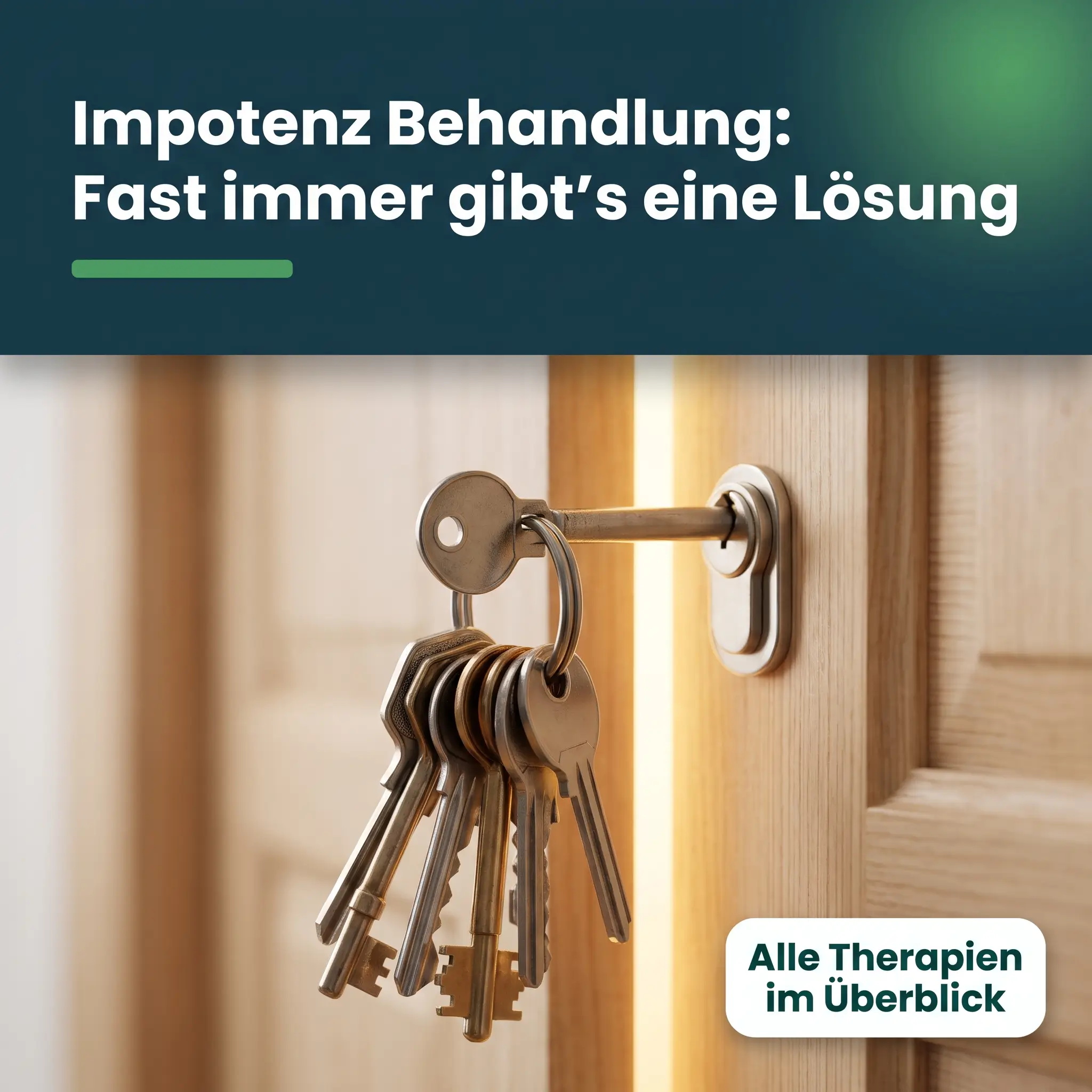 Impotenz Behandlung: Schlüsselbund mit vielen Schlüsseln vor einer offenen Tür als Symbol für alle Therapien