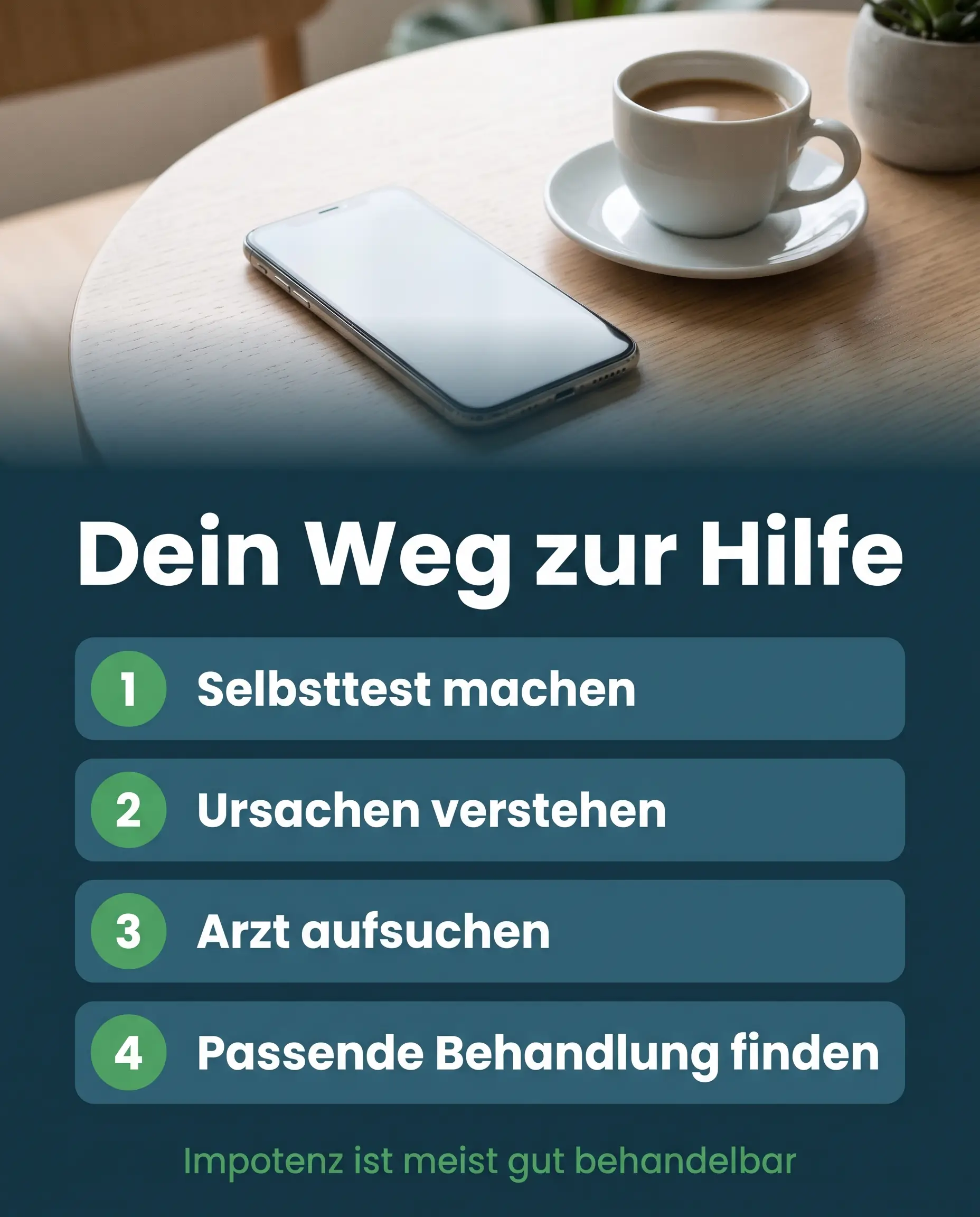 Infografik Impotenz: in vier Schritten zur passenden Hilfe