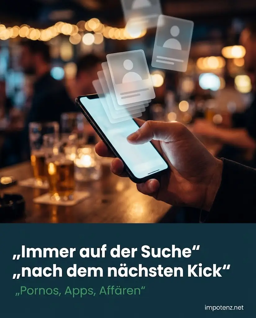 Immer auf der Suche nach dem Kick: Hand wischt auf Smartphone durch Dating-Profile