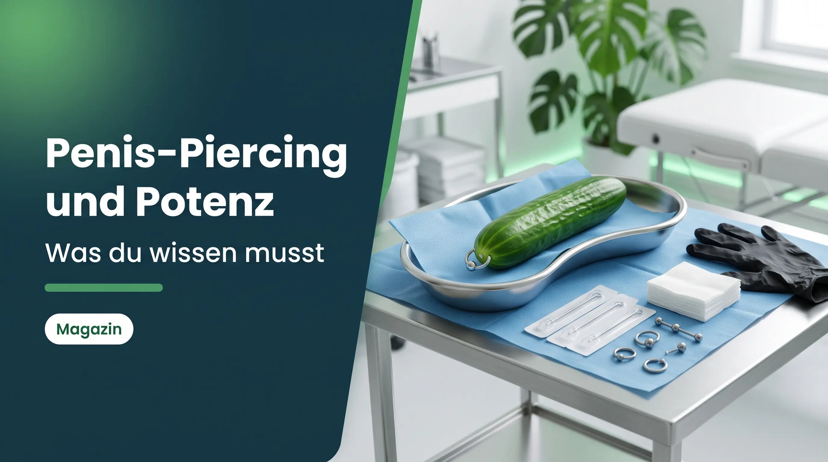 Penis-Piercing: Gurke mit Titanring auf einer sterilen Schale im Piercingstudio