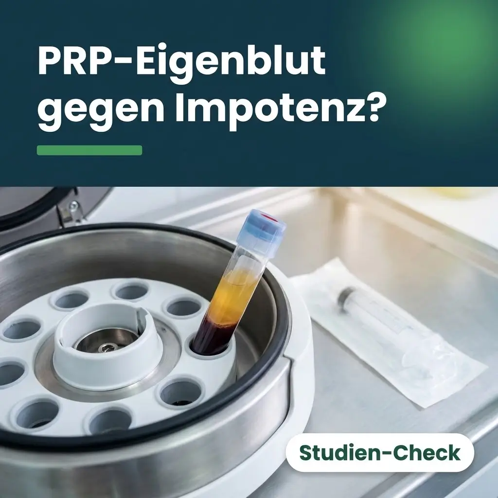 PRP-Eigenbluttherapie bei Impotenz: Blutröhrchen mit goldgelber Plasmaschicht in einer Laborzentrifuge