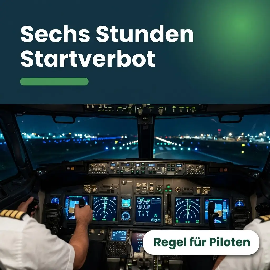 Cockpit bei Nacht mit blauen und grünen Anzeigen, Sinnbild für die Sechs-Stunden-Regel nach Viagra