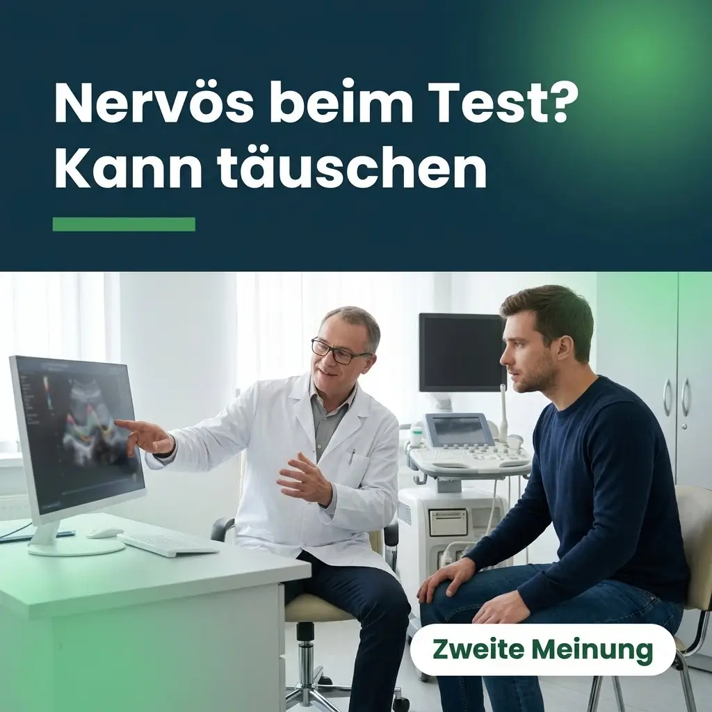 Urologe bespricht Ultraschallbefund zum venösen Leck mit einem Patienten